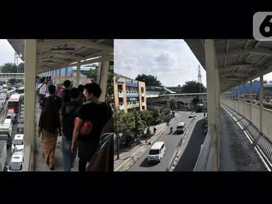 Foto kombo yang menunjukkan suasana Pasar Tanah Abang pada Ramadan tahun lalu (16/5/2019) dan saat pandemi virus Corona atau Covid-19, Jakarta, Selasa (5/5/2020). (merdeka.com/Iqbal S. Nugroho)
