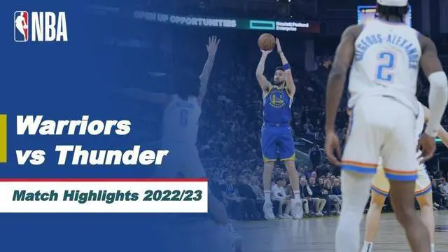Berita video highlights NBA 2022/2023, pertandingan Golden State Warriors melawan Oklahoma City Thunder Selasa (7/2/23) pagi hari WIB.