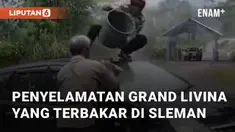 Beredar video viral di sosial media terkait penyelamatan mobil dari kebakaran. Aksi ini terjadi di Kaliadem Cangkringan, Sleman, Yogyakarta. Senin (15/4/2024)