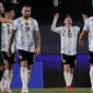 Lionel Messi mencetak tiga gol kemenangan Timnas Argentina atas Bolivia pada laga ke-10 kualifikasi Piala Dunia 2022 zona CONMEBOL, Estadio Monumental Antonio Vespucio Liberti, Jumat (10/9/2021) pagi WIB. (Juan Roncoroni/Pool via AP)