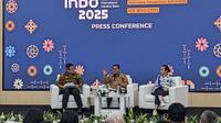 Press Conference Halal Indo 2025, penyampaian materi oleh Sekretaris Jenderal Kemenperin, Eko S.A. Cahyanto, dan Presiden Direktur PT Dyandra Promosindo, Daswar Marpaung, pada Senin (22/9/2025).