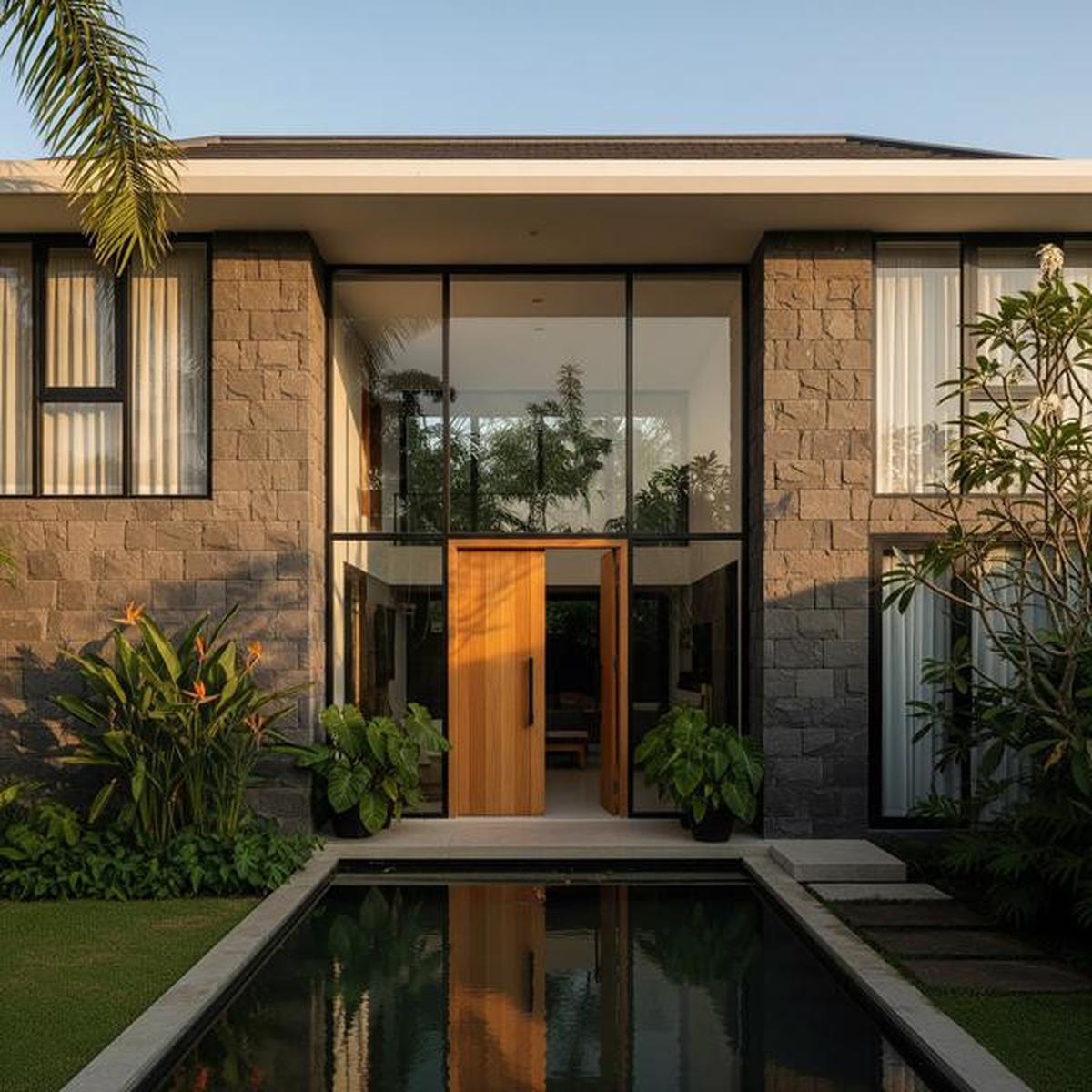 7 Model Rumah Minimalis Batu Alam Tampak Depan dengan Nuansa Natural dan Hangat