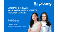 Claudia Kolonas, Co-Founder aplikasi investasi multi aset terkemuka di Indonesia, Pluang dan Chelsea Islan selaku Brand Ambassador Pluang.
