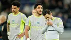 Raut kekecewaan para pemain Manchester City usai hasil imbang 3-3 kontra Everton pada laga pekan ke-35 Premier League, Selasa (05/05/2026) dini hari WIB. (AP Photo/Dave Thompson)