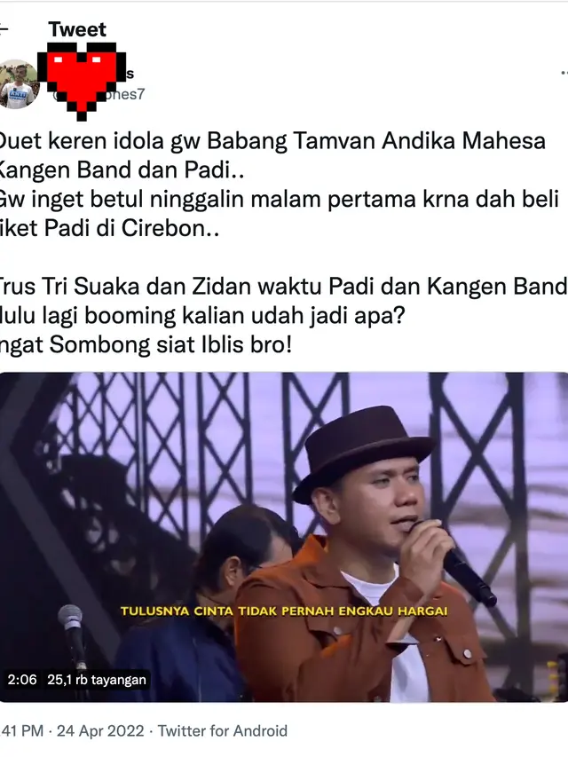 Cuitan soal Padi Reborn dan Andika Kangen Band. (Foto: Dok. Twitter)