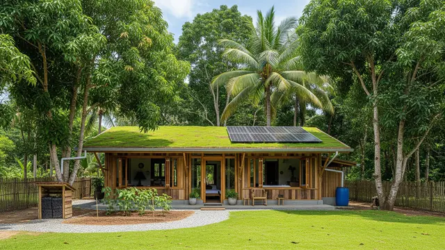 Rumah 1 Lantai di Kampung dengan Pepohonan di Sekitar Rumah (Gemini AI)
