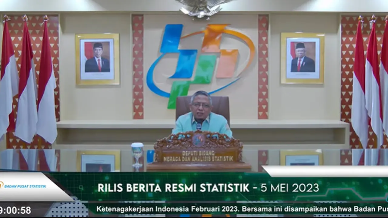 Deputi Bidang Neraca dan Analisis Statistik Moh Edy Mahmud dalam konferensi pers, Jumat (5/5/2023). Moh Edy Mahmud menyatakan bahwa pertumbuhan ekonomi Indonesia kuartal I-2023  terhadap triwulan I-2022 tumbuh 5,03 persen (y-on-y).