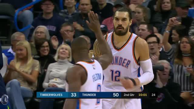 Oklahoma City Thunder mengalahkan Minnesota Timberwolves dengan skor 111-107 dalam lanjutan pertandingan NBA 2017-2018.