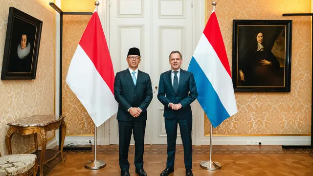 Pertemuan antara Menteri Luar Negeri RI Sugiono dan Menteri Luar Negeri Belanda Caspar Veldkamp di Den Haag, Belanda, Jumat (21/2/2025). (Dok. Kemlu RI)