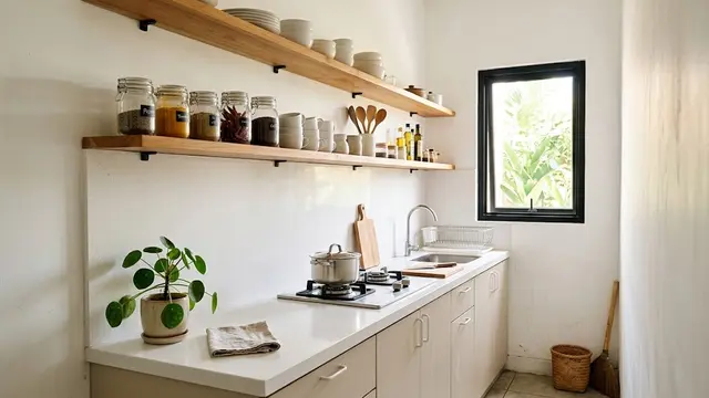 Dapur Minimalis dengan Rak Terbuka