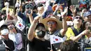 Naro di Goheung, Korea Selatan, Selasa (21/6/2022). Korea Selatan meluncurkan roket luar angkasa pertama yang dibuat di dalam negeri pada Selasa (21/6). (Chun Jung-in/Yonhap via AP)