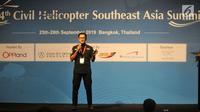 CEO Whitesky Aviation Denon B Prawiraatmadja memberi pemaparan dalam  4th Civil Helicopter Southeast Asia Summit, di Bangkok Kamis (26/9/2019). Whitesky Aviation melalui Helicity, sedang menjajaki ekspansi pasar helikopter di kawasan Asia Tenggara. (Liputan6.com/HO/Alwi)