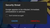 Notifikasi Google Ditandai sebagai Virus di Ponsel Huawei. (Dok: GizChina)