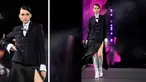 Foto kombinasi Tamara Dai berjalan di catwalk mempersembahkan kreasi untuk L'Oreal selama peragaan busana Spring-Summer 2023 sebagai bagian dari Paris Womenswear Fashion Week, di Paris, pada 2 Oktober 2022. (AFP/Julien De Rosa)