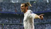 Gareth Bale usai mencetak gol ke gawang Manchester City (Reuters)