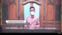 Gibram Rakabuming, Walikota Surakarta sekaligus Ketua Dewan Pembina IWI mendorong industri wellness di acara SMEs Future Village, side event G20 di Nusa Dua, Bali.