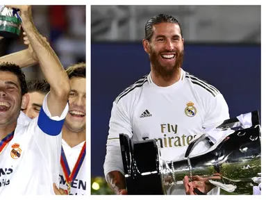 Presiden Real Madrid, Florentino Perez telah bertahta selama lebih dari dua dekade sejak 2000 silam. Berbagai prestasi telah diraih di samping beberapa kontroversi yang mewarnainya. Di antara kontroversi tersebut adalah terbuangnya 5 legenda klub. Siapa saja? (Foto: Kolase AFP)