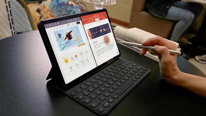 Huawei MatePad mendukung penggunaan smart keyboard Huawei dan Huawei M-Pencil (Foto: Huawei Indonesia).