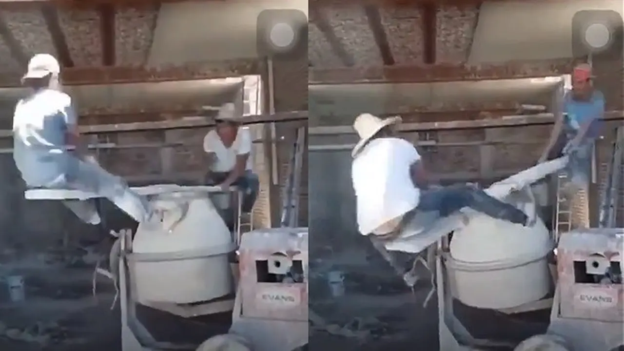 Seperti Naik Odong-odong, Tingkah Kuli Saat Aduk Semen Ini Bikin Tepuk Jidat