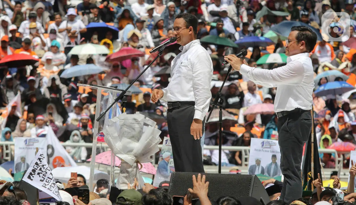 Dalam orasinya, Anies Baswedan-Muhaimin Iskandar terus menyuarakan perubahan. (Liputan6.com/Herman Zakharia)