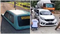 Potret Modifikasi Mobil Ceper Nyeleneh. (Sumber: Instagram/carmagheddon dan Twitter/@kegblgnunfaedh)