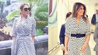 Syahrini dan Melania Trump Pakai Baju yang Sama. (dok.Instagram @fashionsyahrini/https://www.instagram.com/p/CFo4hvOnp92/Henry)