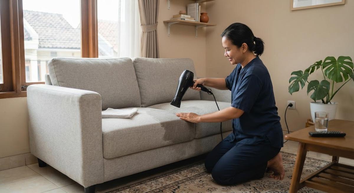 Cara Membersihkan Sofa Kain tanpa Membuatnya Lembap Terlalu Lama, Perhatikan Pengeringan