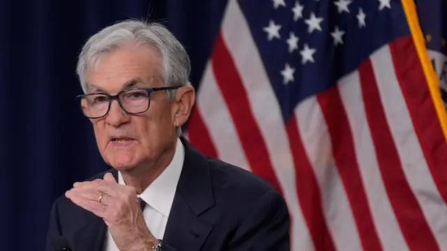 Ketua Federal Reserve (Fed) Jerome Powell berbicara selama konferensi pers pada hari Rabu, 18 Maret 2026, di Washington. (AP Photo/Manuel Balce Ceneta)
