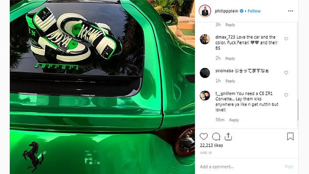 Unggahan Instagram yang dipermasalahkan oleh Ferrari