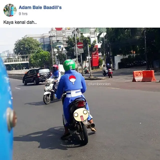 Potret Driver Ojek Online Bergaya Kartun Ini Bikin Ngakak