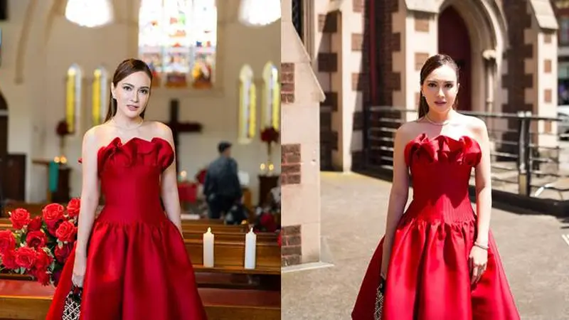 7 Potret Shandy Aulia Jadi Bridesmaid dengan Dress Merah Ini Tampil Curi Perhatian