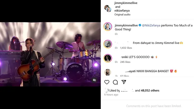 NIKI tampil di Jimmy Kimmel Live! (Instagram/ jimmykimmellive)