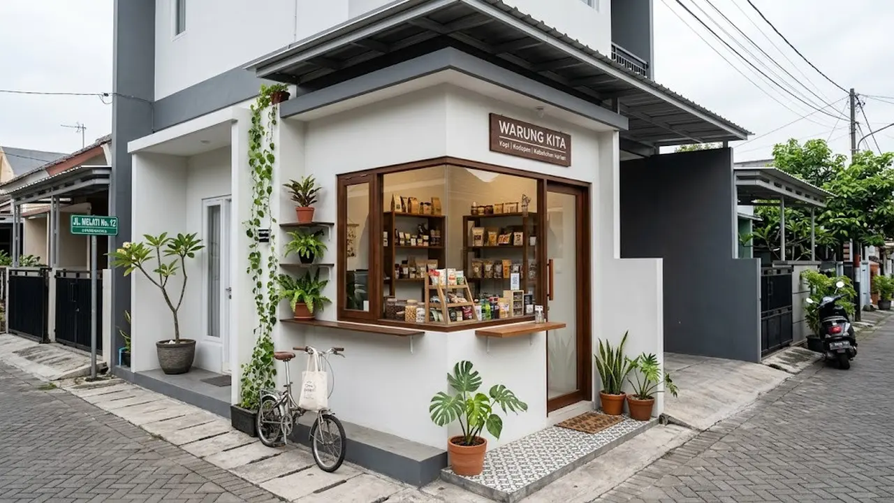 desain toko kecil depan rumah