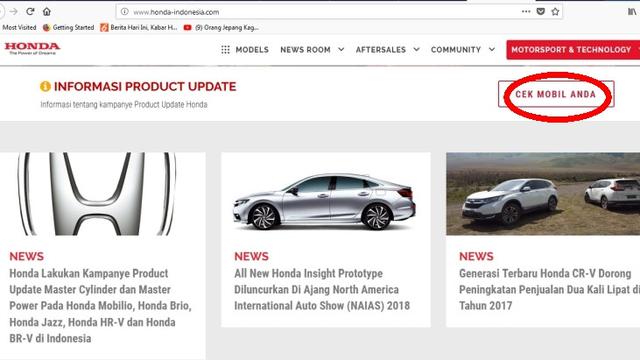 cara mengetahui mobil Honda kena recall atau tidak