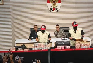 Konferensi pers pengungkapan kasus korupsi Bupati Pemalang Anom Widyantoro (AWI) di KPK. (Liputan6.com/Dimas)