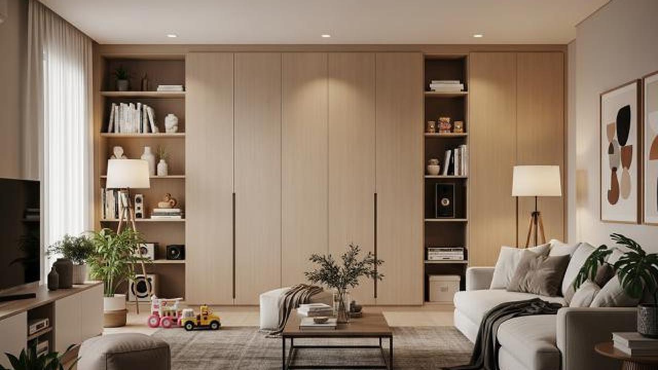 Area di Balik Furnitur yang Menempel Dinding