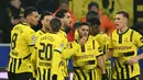 Borussia Dortmund kembali menyamakan kedudukan lewat gol yang dicetak Serhou Guirassy pada menit ke-78. (INA FASSBENDER/AFP)