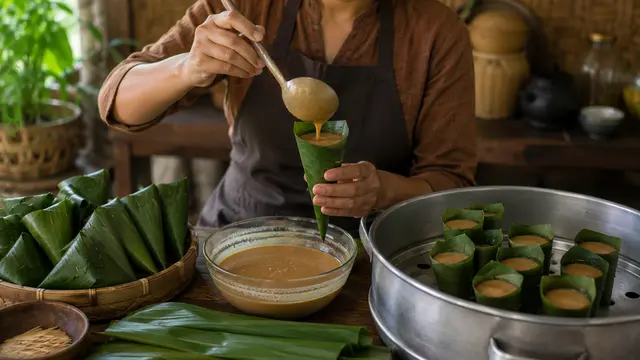 Membuat Clorot dengan Daun Pisang