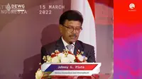 Menteri Komunikasi dan Informatika Johnny Gerard Plate mengatakan pemerintah Indonesia terus mendorong transformasi digital yang merata (Menkominfo)