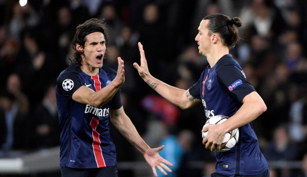 Paris Saint-Germain (PSG) hanya bermain imbang 2-2 menghadapi Manchester City pada leg pertama perempat final Liga Champions di Stadion Parc des Princes, Paris, Kamis (7/4/2016) dini hari WIB. (AFP/Martin Bureau)