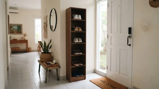 Rak Sepatu Tipis di Samping Pintu