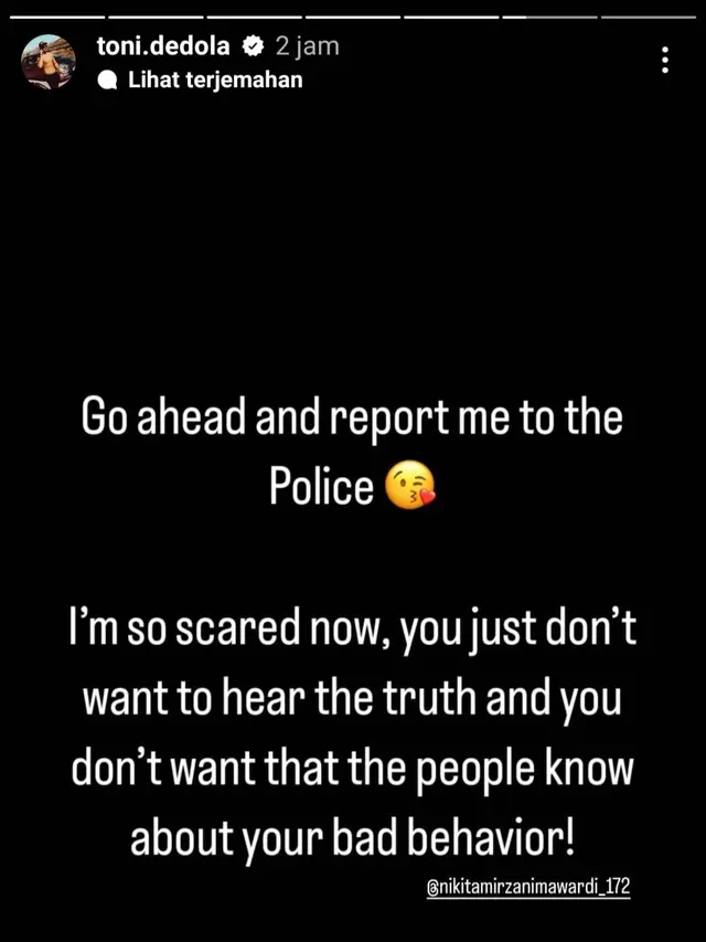 Antonio Dedola menantang Nikita Mirzani lapor polisi. (Foto: Dok. Instagram @toni.dedola)