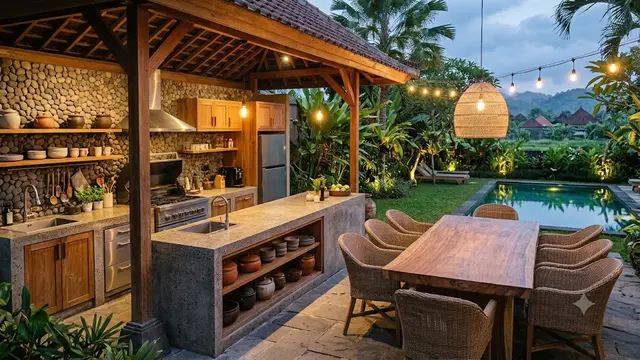 Outdoor Living dengan Dapur Terbuka