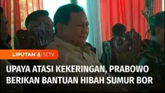 Calon Presiden Prabowo Subianto menyerahkan bantuan hibah sumur bor bagi warga terdampak kekeringan di Kabupaten Lebak, Banten, Minggu (19/11) siang. Program bantuan ini merupakan kolaborasi antara Kementerian Pertahanan dengan Universitas Pertahanan...