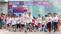 Mereka sangat antusias mengikuti lomba lari kategori anak mulai dari umur empat tahun hingga 15 tahun. (Bola.com/M Iqbal Ichsan)