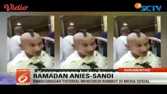 Sandi mengunggah tutorial mencukur rambutnya setelah  ibadah umrah.