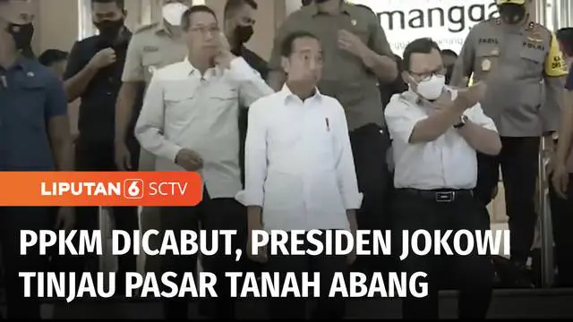 Presiden Jokowi mengawali pagi harinya untuk meninjau Pasar Tanah Abang Blok A, Jakarta Pusat. Dalam kunjungannya ini, Presiden hendak memastikan apakah adanya peningkatan omset di awal tahun pascapencabutan PPKM.