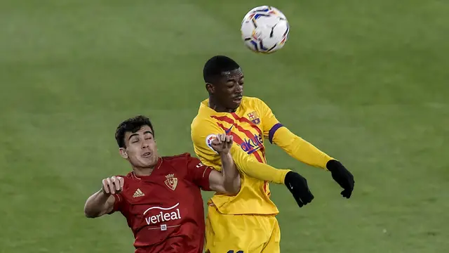 FOTO: Menang 2-0 atas Osasuna, Barcelona Terus Kejar Atletico Madrid - Manu Sanchez; Ousmane Dembele