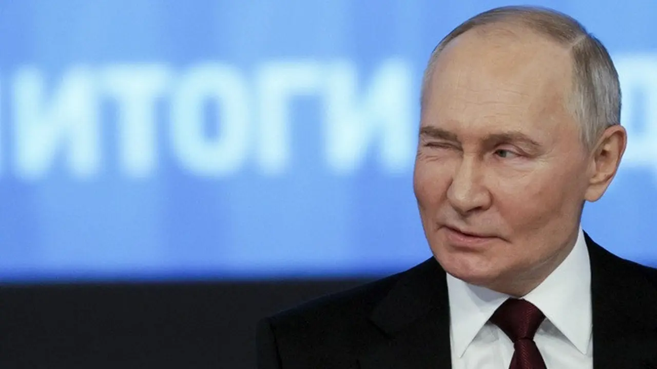 Presiden Rusia Vladimir Putin dalam konferensi pers tahunan di Gostinny Dvor, Moskow, Rusia, pada Kamis (19/12/2024).