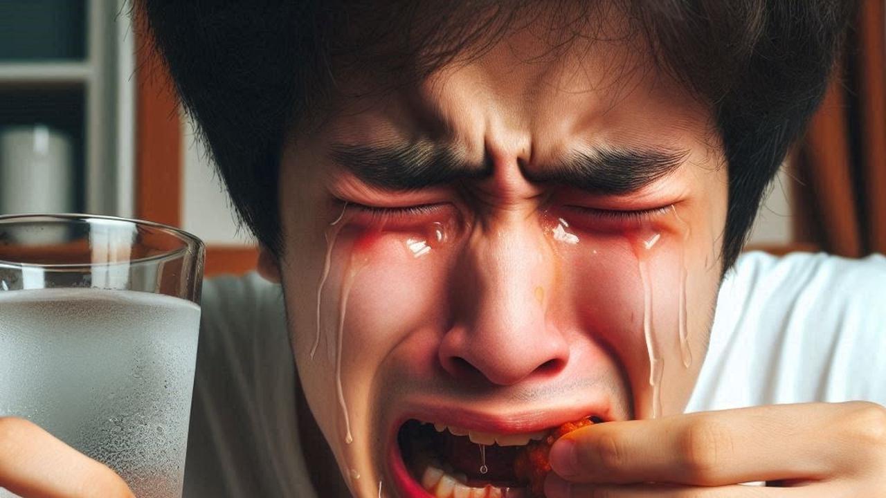 Ilustrasi Makan Makanan Pedas
